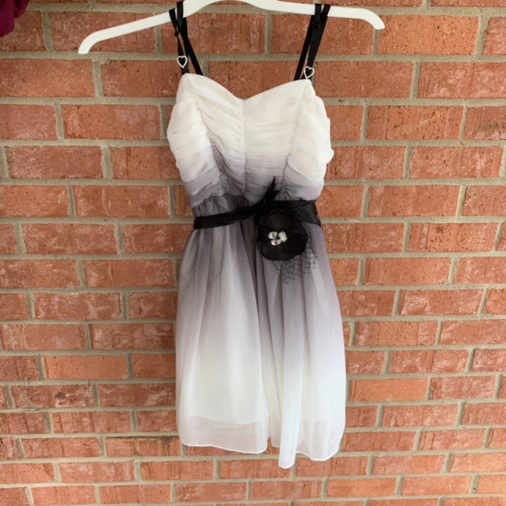 Black and White Ombre Cocktail Dress